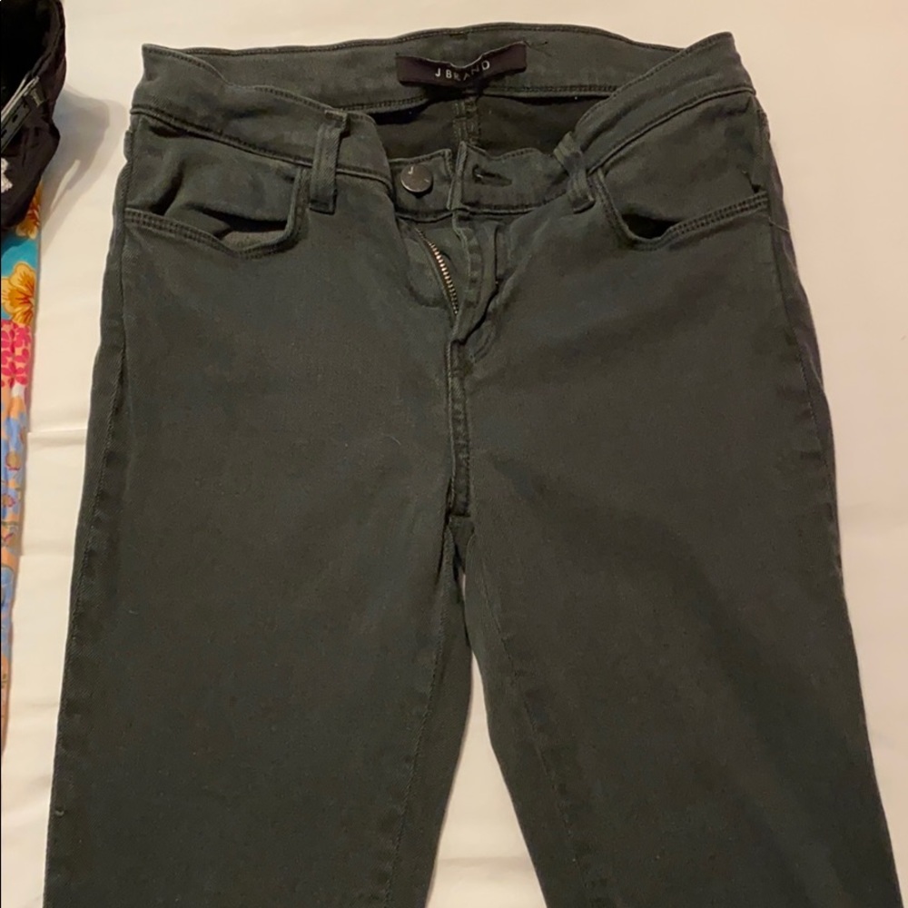 j brand dark army green skinny jeans
